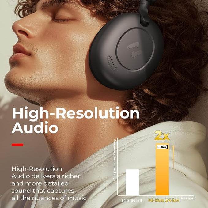 Havit H655BT Hybrid ANC Wireless Headphones – Over - Ear, Active Noise Cancellation, Bluetooth 5.3, Hi - Fi Sound, 60 - Hour Playtime (Black) - HTT Mobiles