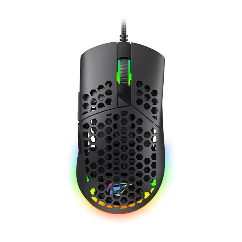 Havit MS1036 RGB Wired Gaming Mouse – 7200 DPI, 7 Programmable Keys, Ergonomic Design (Black) - HTT Mobiles