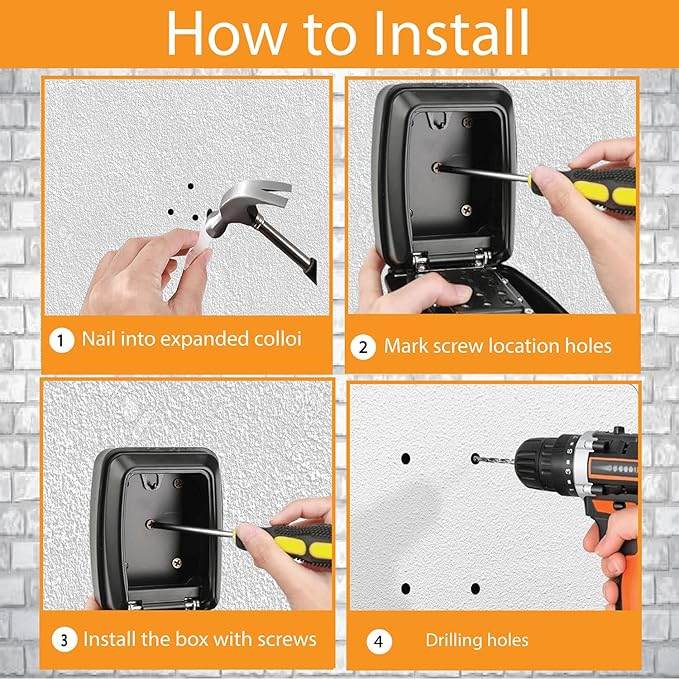 Heavy Duty Wall Mounted Key Safe Lock Box – Weatherproof 4 - Digit Combination Security Key Storage - HTT Mobiles