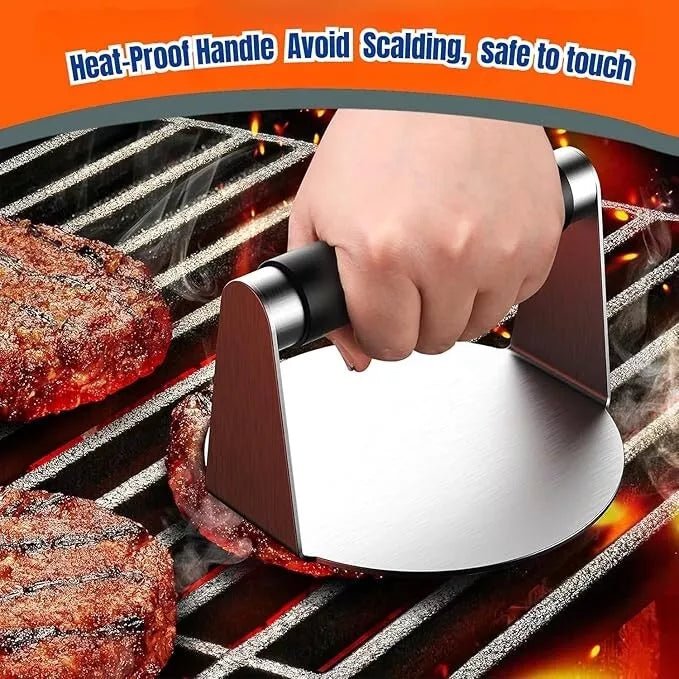 HTT Global 4PCS Burger Press Kit – Smash Burger Smasher, Cheese Melting Dome, Spatula & Wax Discs - HTT Mobiles