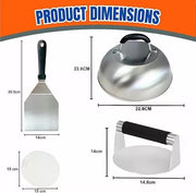 HTT Global 4PCS Burger Press Kit – Smash Burger Smasher, Cheese Melting Dome, Spatula & Wax Discs - HTT Mobiles