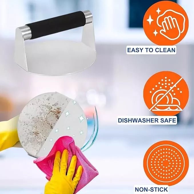 HTT Global 4PCS Burger Press Kit – Smash Burger Smasher, Cheese Melting Dome, Spatula & Wax Discs - HTT Mobiles