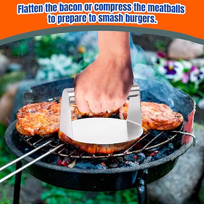 HTT GLOBAL Burger Press Kit – Smash Burger Press, 12" Flipper, 9" Melting Dome & 50 Wax Discs (4 - Piece BBQ Set) - HTT Mobiles
