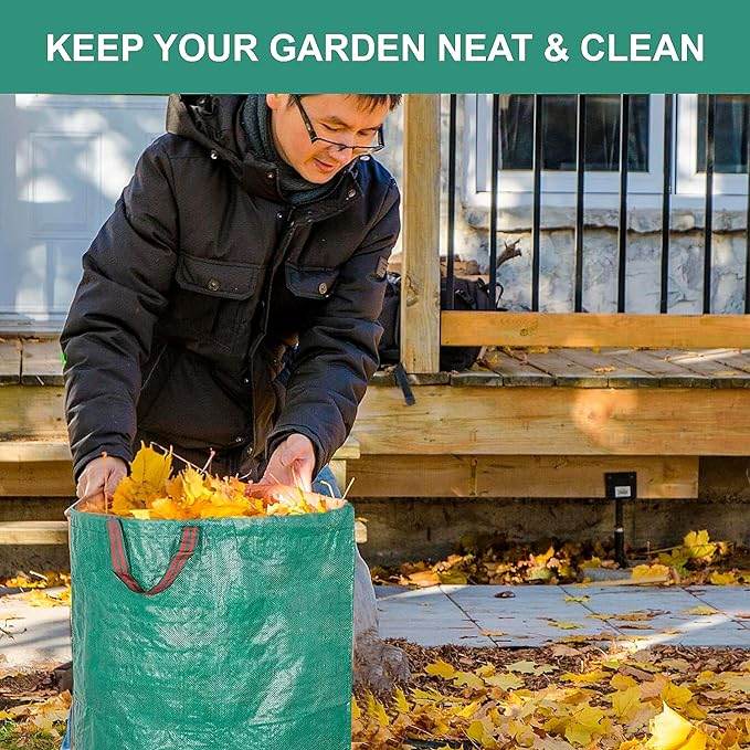 HTT GLOBAL Heavy Duty Garden Waste Bags (4 Pack) – 400L Reusable Rubbish Sacks with Gloves & Handles - HTT Mobiles