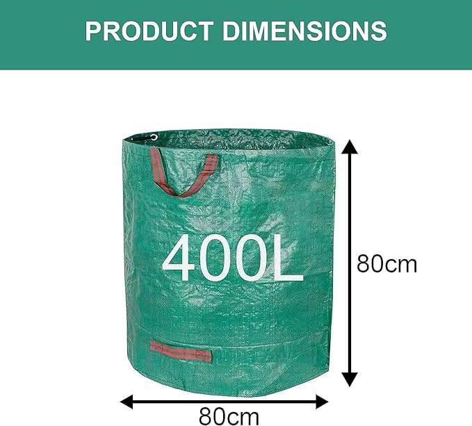 HTT GLOBAL Heavy Duty Garden Waste Bags (4 Pack) – 400L Reusable Rubbish Sacks with Gloves & Handles - HTT Mobiles