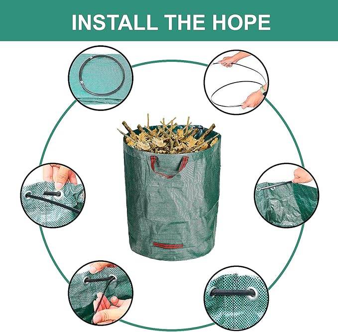 HTT GLOBAL Heavy Duty Garden Waste Bags (4 Pack) – 400L Reusable Rubbish Sacks with Gloves & Handles - HTT Mobiles