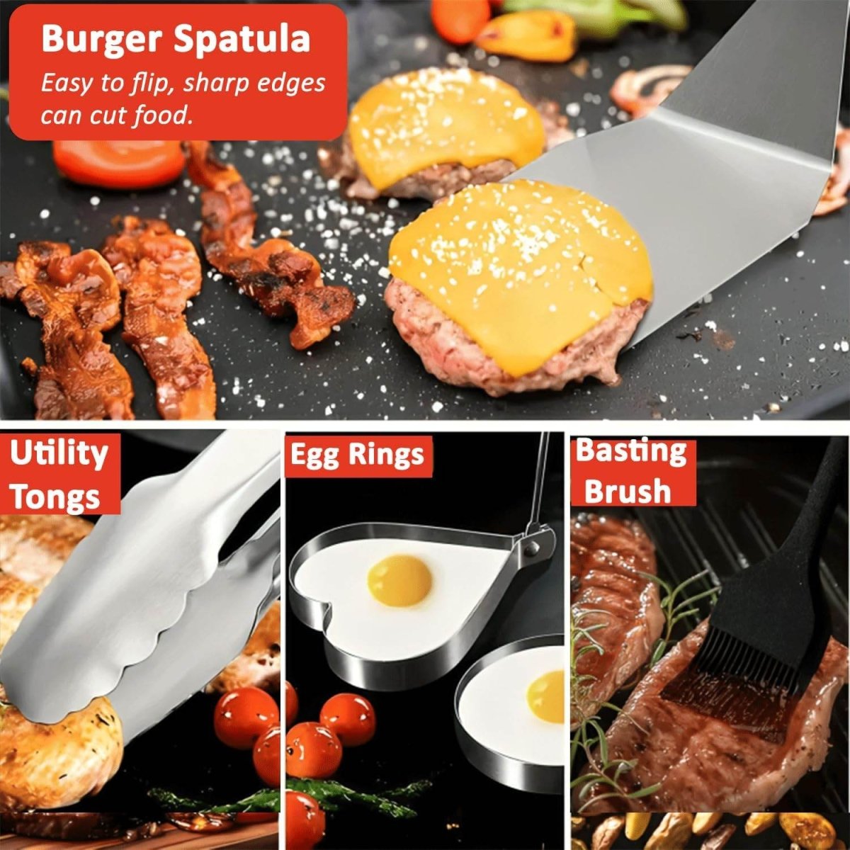 HTT GLOBAL Smash Burger Press & Griddle Kit – Stainless Steel Smasher, Spatula, Melting Dome & Wax Discs - HTT Mobiles