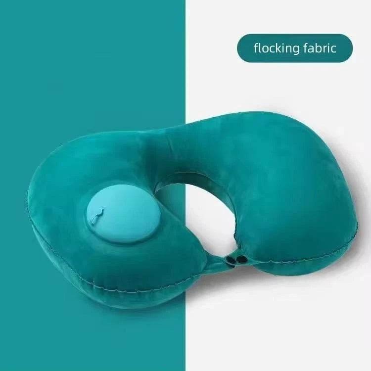 Inflatable Travel Neck Pillow – Soft Velvet, U - Shaped Support for Airplanes & Cars | Compact & Lightweight - HTT Mobiles