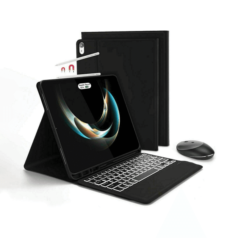 Jelly Comb Keyboard Case for iPad Air 4 (10.9", 2020/2022) – Wireless Bluetooth Keyboard with Touchpad, Adjustable Stand, Auto Sleep/Wake (Black) - HTT Mobiles