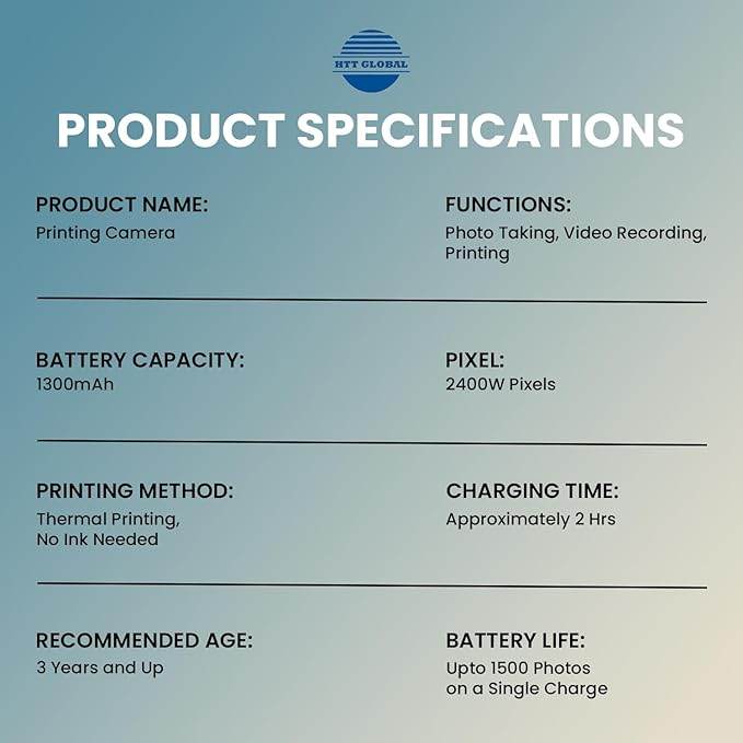 Kids Instant Print Camera with 1080P Video & Print Paper - Digital Camera for Children - HTT Mobiles