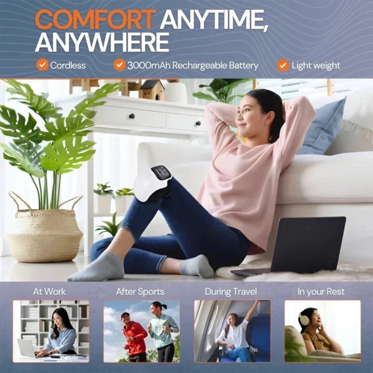 Massager with Heat, Cordless, Vibration, Knee Massager Joint Pain Relief, Electric Knee Brace Support Wrap for Home Office Use, Gifts for Women,Men, Mom,Dad - HTT Mobiles