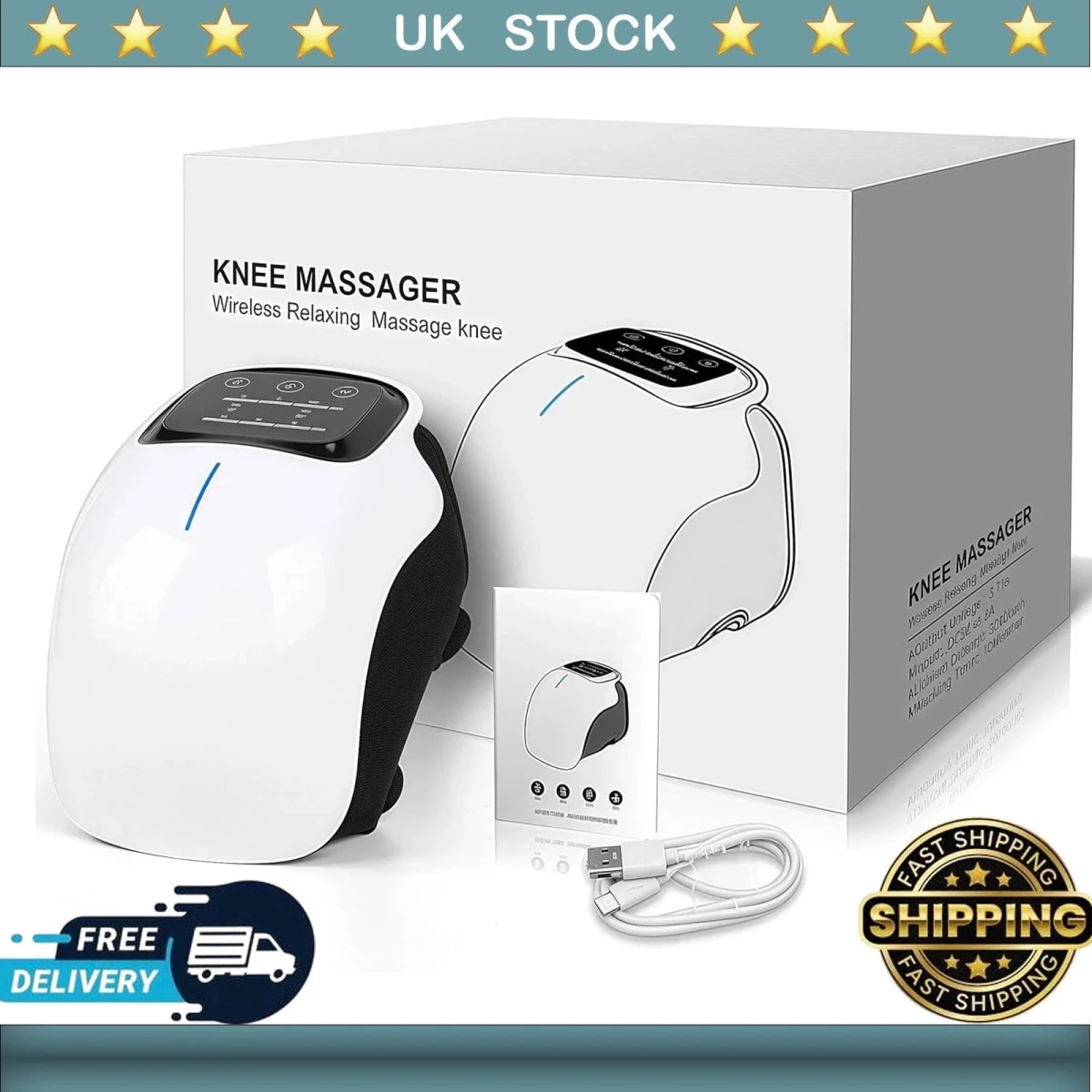 Massager with Heat, Cordless, Vibration, Knee Massager Joint Pain Relief, Electric Knee Brace Support Wrap for Home Office Use, Gifts for Women,Men, Mom,Dad - HTT Mobiles