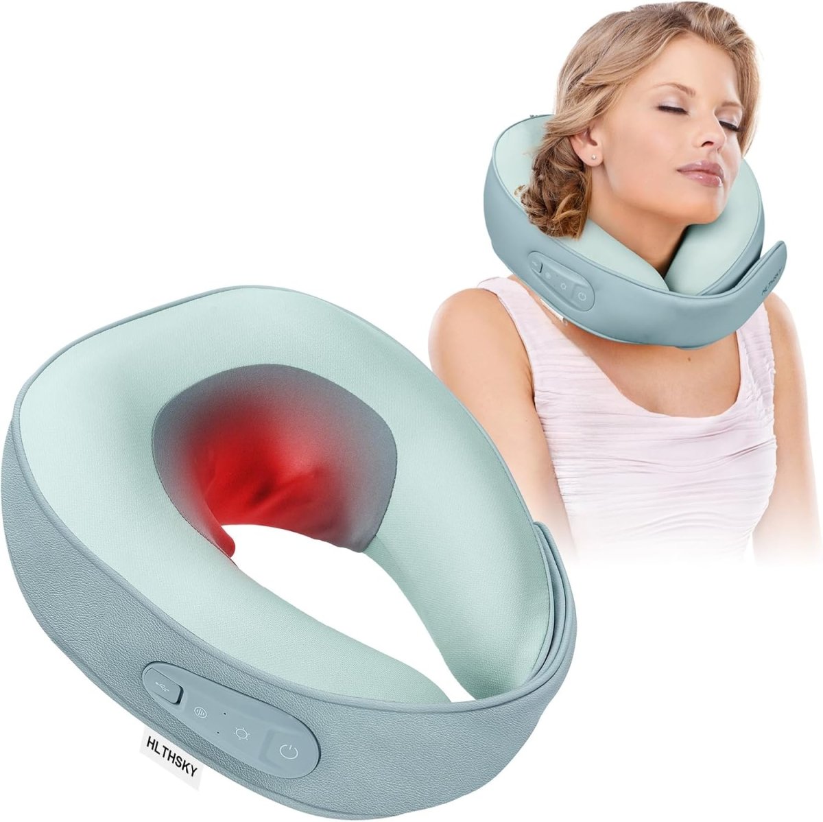 Neck Massager with Heat - Cervical Pillow Deep Tissue Kneading for Back - Rechargeable Cordless 3D Kneading Massage Cushion Relieve Muscle Pain, for Home, Women Ideal Gift (Green) - HTT Mobiles