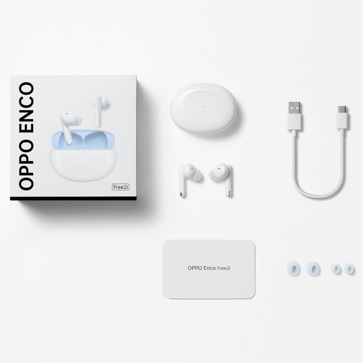 OPPO Enco Free2i True Wireless Earbuds – Active Noise Cancellation, Bluetooth 5.2, Personalized Sound, 30 - Hour Playtime (White) - HTT Mobiles