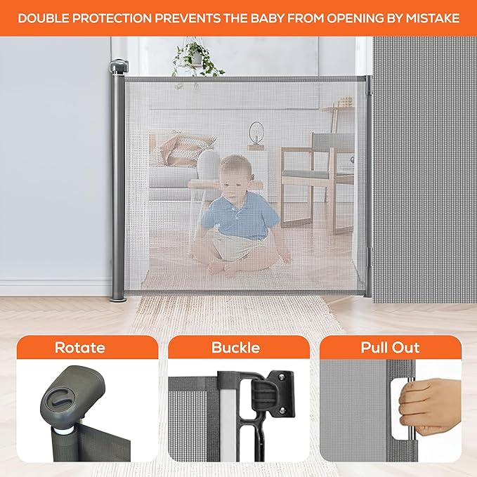 Retractable Baby Gate Black by HTT Global - HTT Mobiles