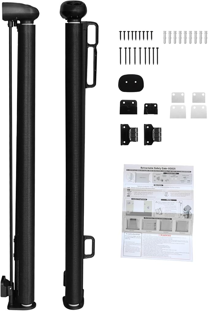 Retractable Baby Gate Black by HTT Global - HTT Mobiles