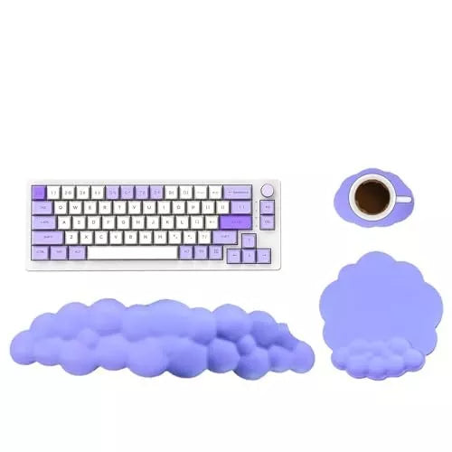 Cloud Wrist Rest Set with Mouse Mat & Cup Coaster ( Purple ) 3 Pcs by HTT Global, Brand New, Sealed