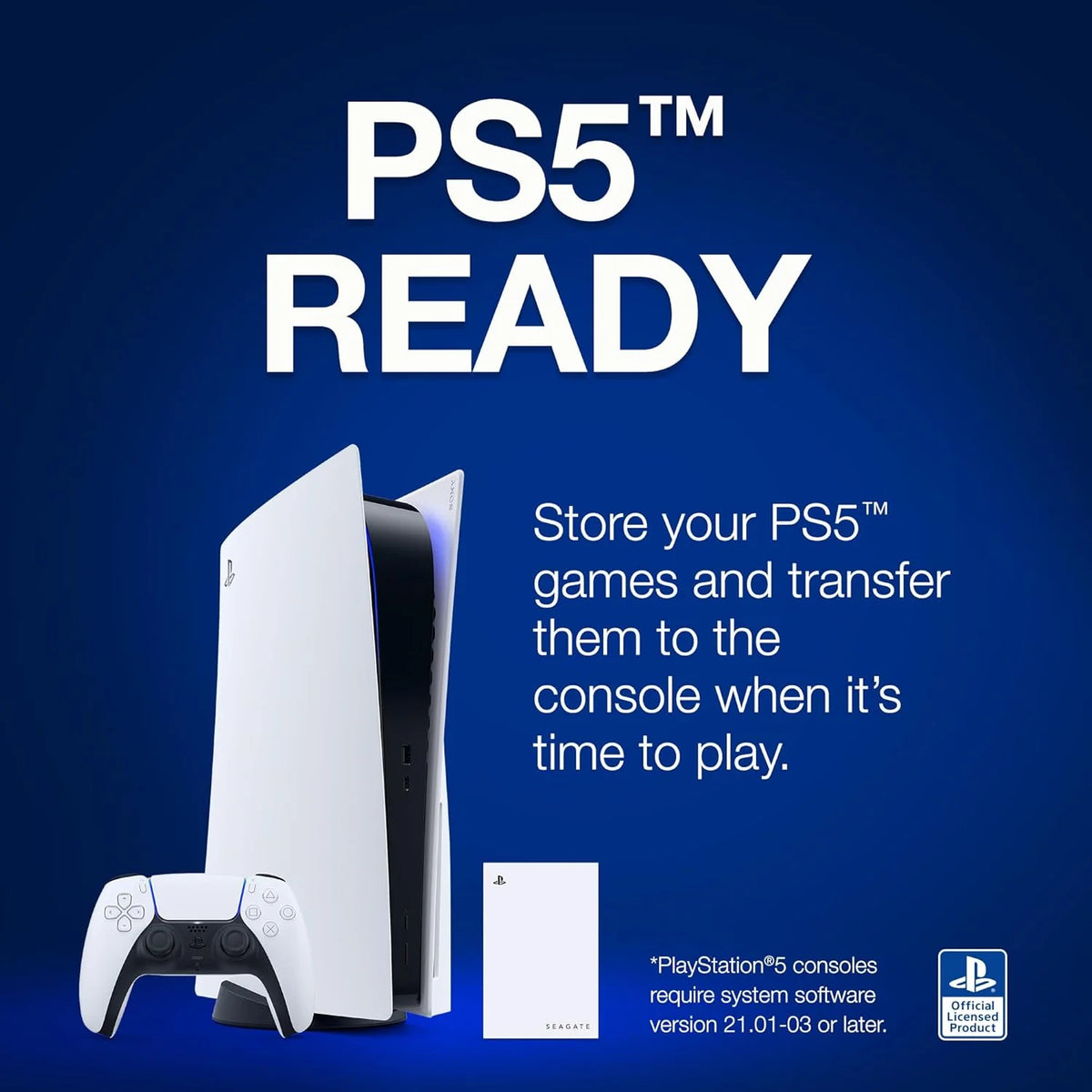 Seagate Game Drive 2TB External HDD for PS4/PS5 – USB 3.0, Officially Licensed, Blue LED