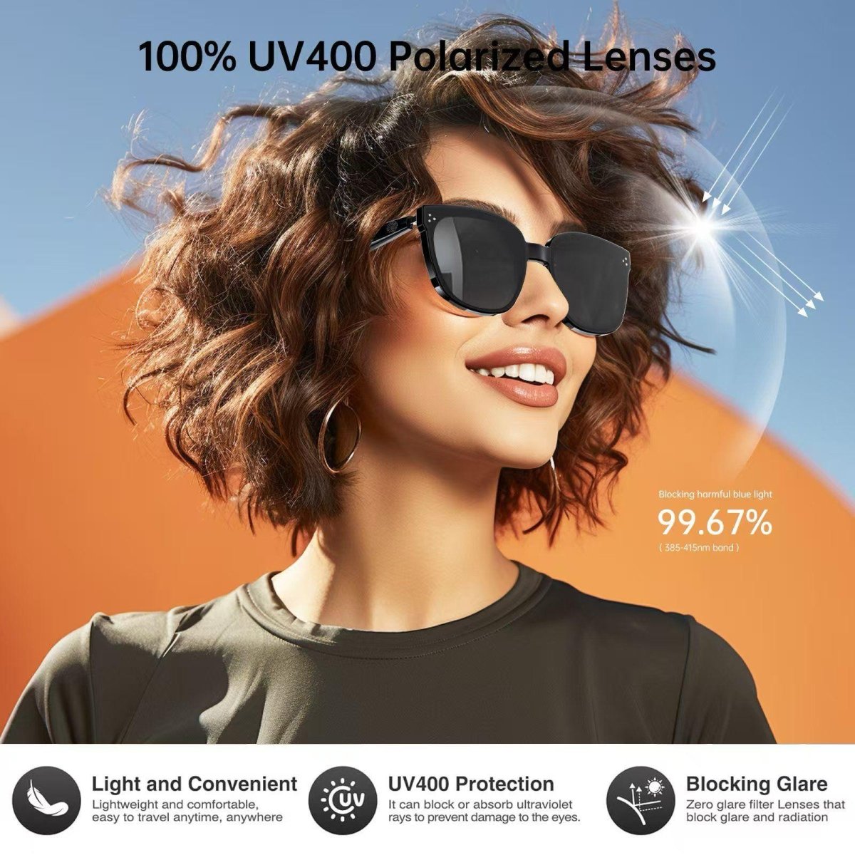 Smart Glasses Headset Wireless Bluetooth Sunglasses (1008) – Open - Ear Audio, Hands - Free Mic, Sport Design (Black) - HTT Mobiles