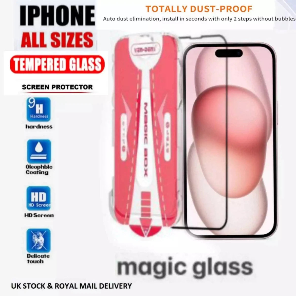 VEN - DENS iPhone Series 12/13/14/15/16/17 Pro Max Magic Glass Box Full Screen Protector - HTT Mobiles
