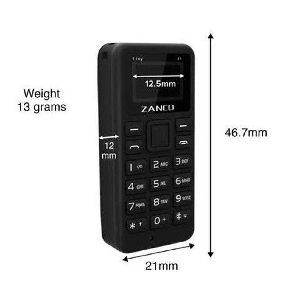 Zanco Tiny T1 – The World's Smallest Mobile Phone (Black) - HTT Mobiles