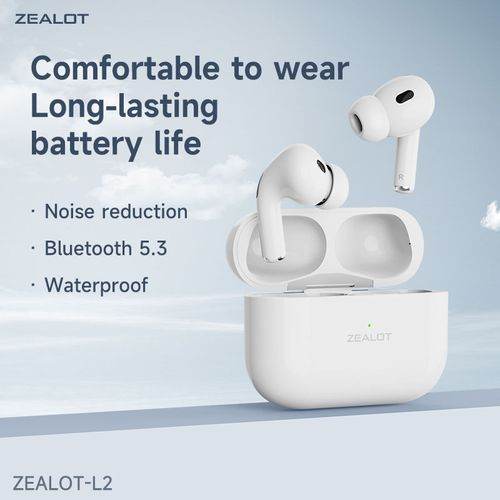 Zealot L2 Wireless Stereo Earphones – True Wireless, Deep Bass Audio, Bluetooth 5.0, Comfortable Fit, Charging Case - HTT Mobiles