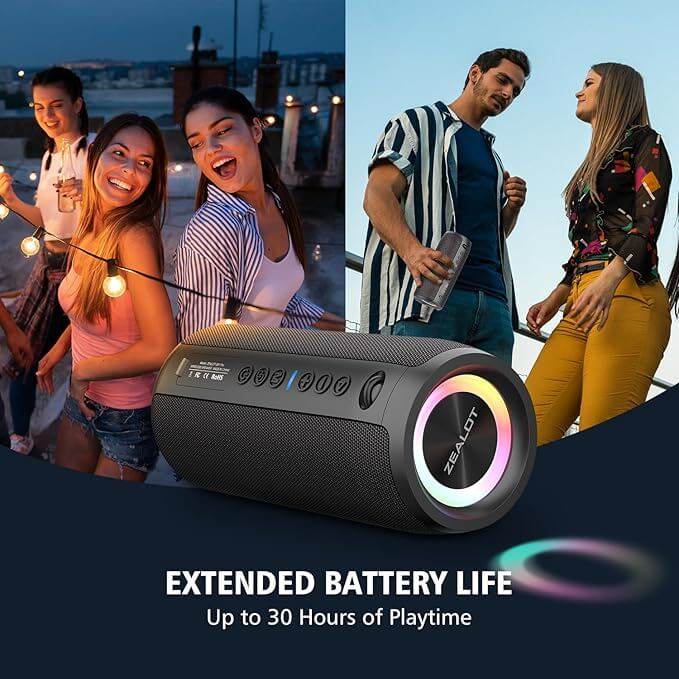 ZEALOT S51 Pro Portable Bluetooth Speaker – 40W High Power, 360° Stereo Bass, IPX6 Waterproof - HTT Mobiles