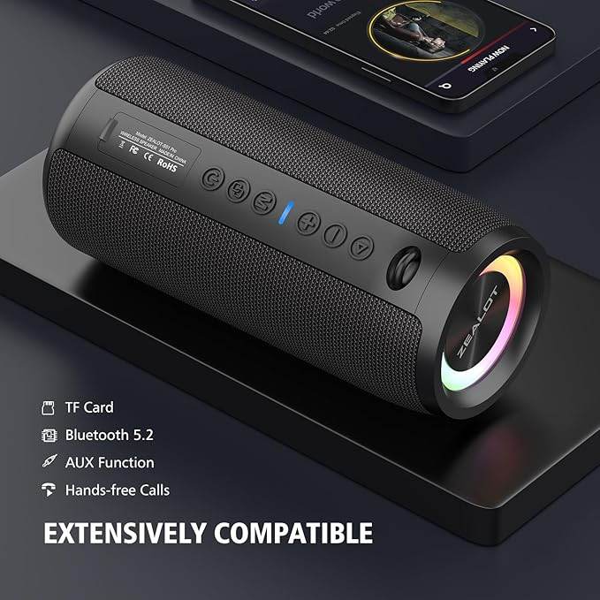 ZEALOT S51 Pro Portable Bluetooth Speaker – 40W High Power, 360° Stereo Bass, IPX6 Waterproof - HTT Mobiles