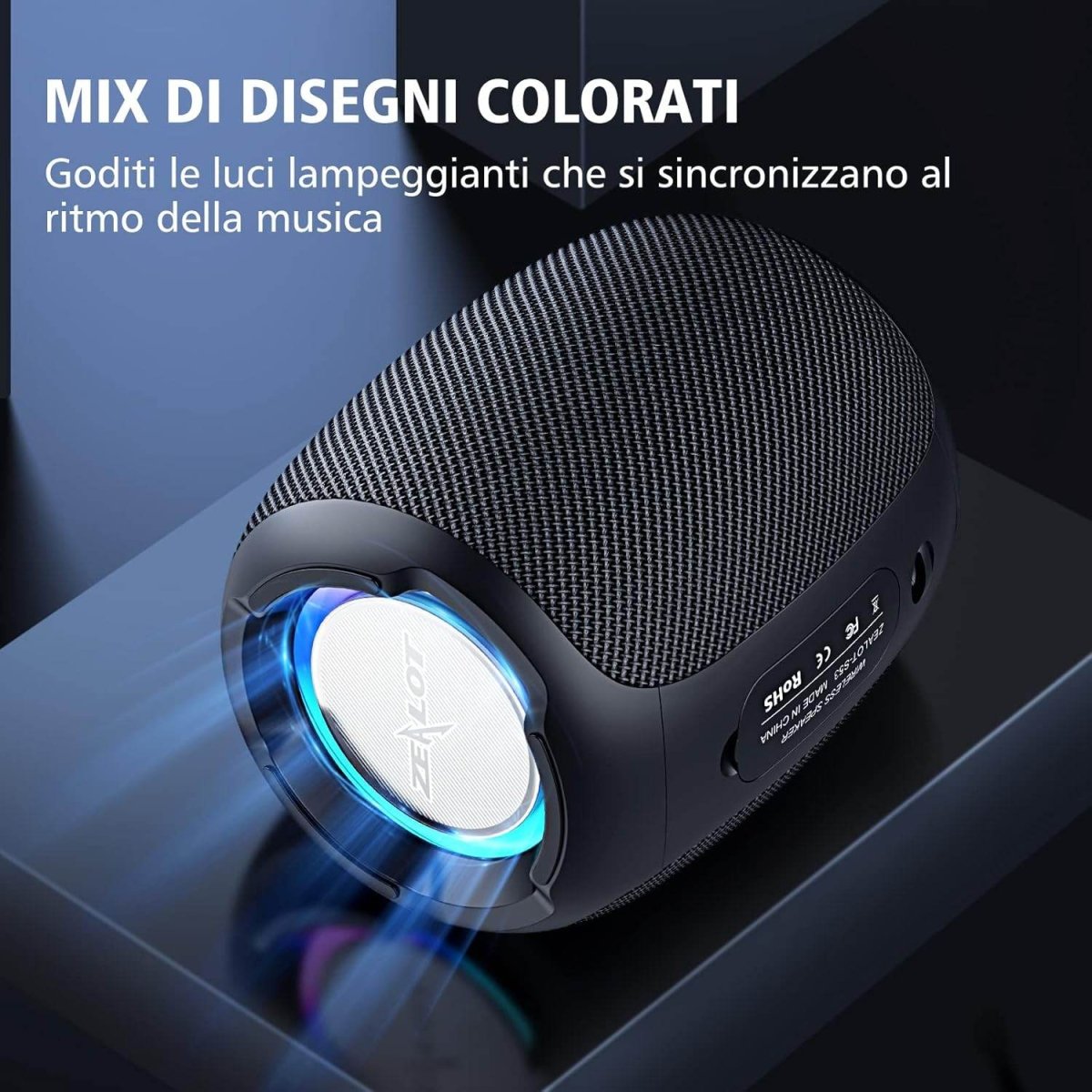 ZEALOT S53 Portable Bluetooth Speaker – Wireless, Dynamic Party Lights, IPX6 Waterproof - HTT Mobiles