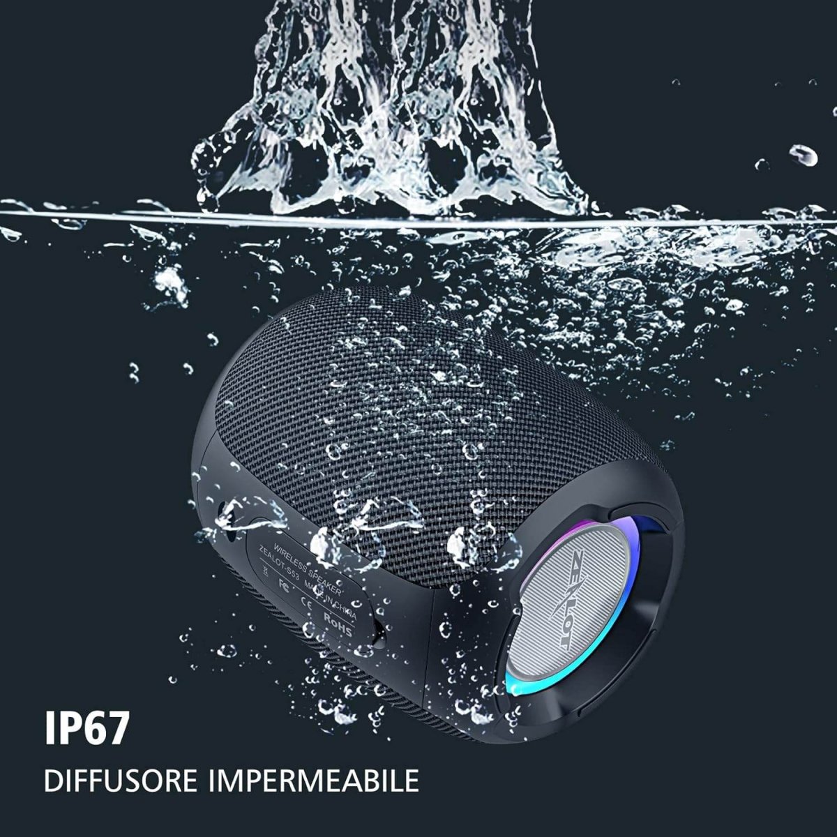 ZEALOT S53 Portable Bluetooth Speaker – Wireless, Dynamic Party Lights, IPX6 Waterproof - HTT Mobiles