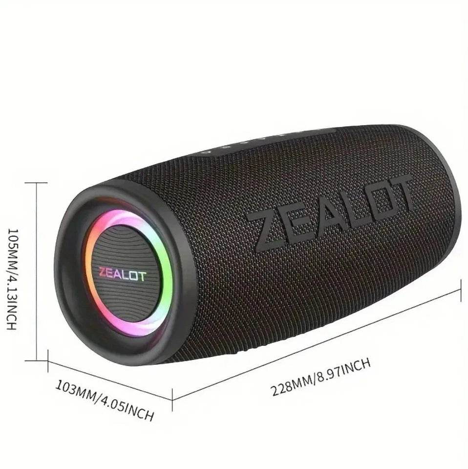 ZEALOT S56 40W Portable Bluetooth Speaker – 8000mAh Battery, IPX6 Waterproof, RGB Lights - HTT Mobiles