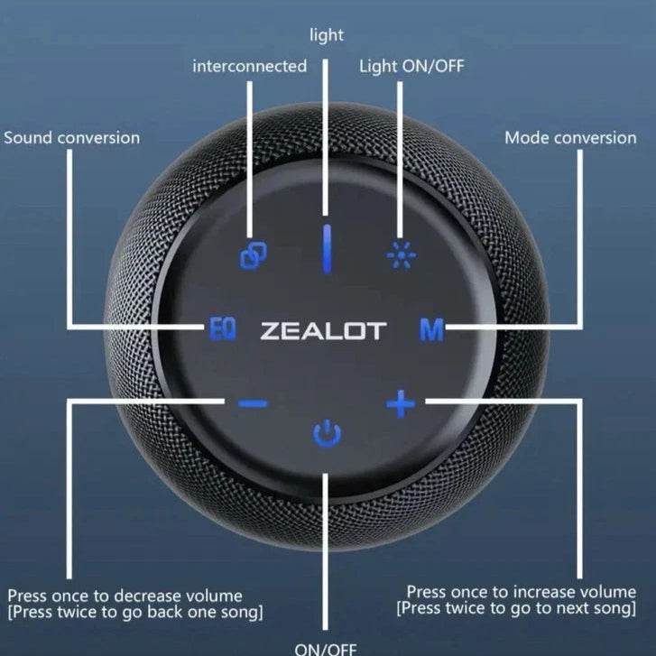 ZEALOT S64 Portable Bluetooth Speaker – 50W High Power, Triple Drivers, 14400mAh Battery - HTT Mobiles