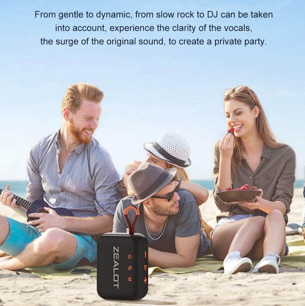 ZEALOT S75 Waterproof & Sandproof Beach Speaker – HiFi Stereo Sound, Rugged Outdoor Design - HTT Mobiles