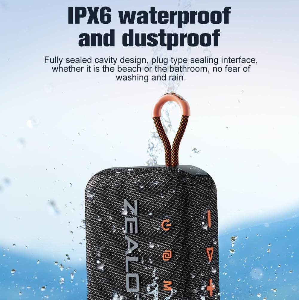 ZEALOT S75 Waterproof & Sandproof Beach Speaker – HiFi Stereo Sound, Rugged Outdoor Design - HTT Mobiles