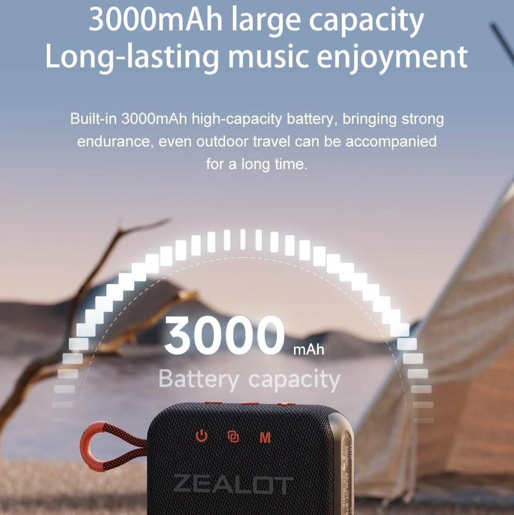 ZEALOT S75 Waterproof & Sandproof Beach Speaker – HiFi Stereo Sound, Rugged Outdoor Design - HTT Mobiles