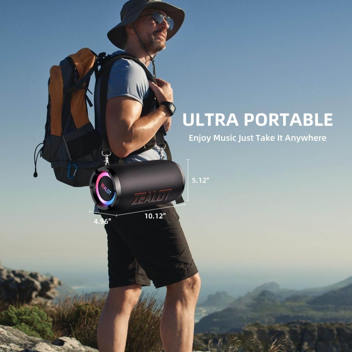 ZEALOT S76 Portable Bluetooth Speaker – 50W Heavy Bass, IPX6 Waterproof, Outdoor Boombox - HTT Mobiles