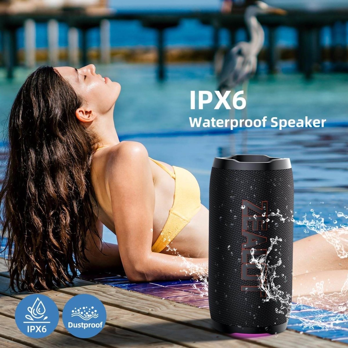 ZEALOT S76 Portable Bluetooth Speaker – 50W Heavy Bass, IPX6 Waterproof, Outdoor Boombox - HTT Mobiles