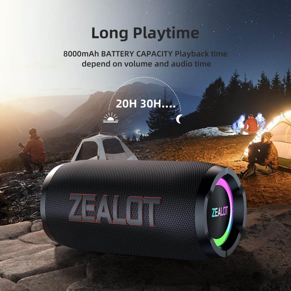 ZEALOT S76 Portable Bluetooth Speaker – 50W Heavy Bass, IPX6 Waterproof, Outdoor Boombox - HTT Mobiles