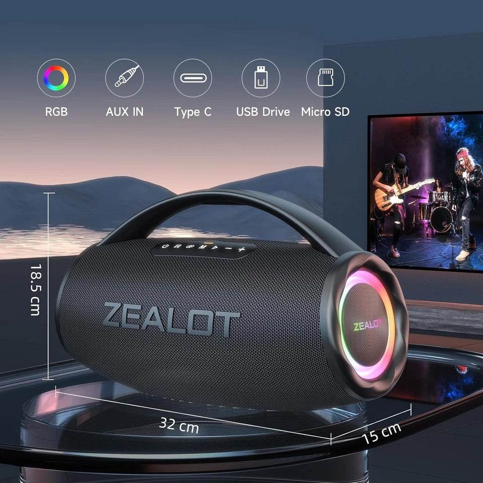 ZEALOT S97 Portable Bluetooth Speaker – 80W High Power, 3 EQ Modes, IPX6 Waterproof - HTT Mobiles